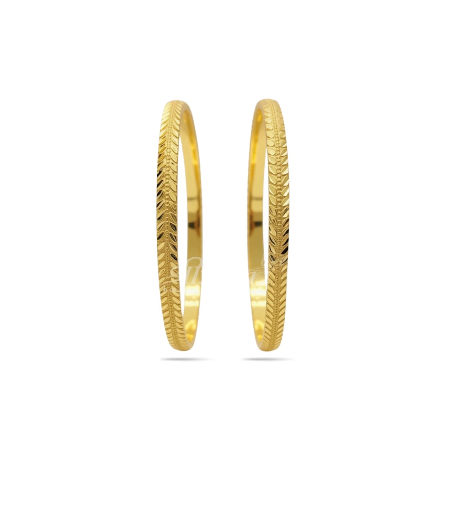 Gold Plated Everyday Leaf Motif Bangle Set