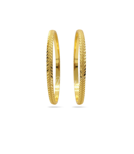 Gold Plated Everyday Leaf Motif Bangle Set