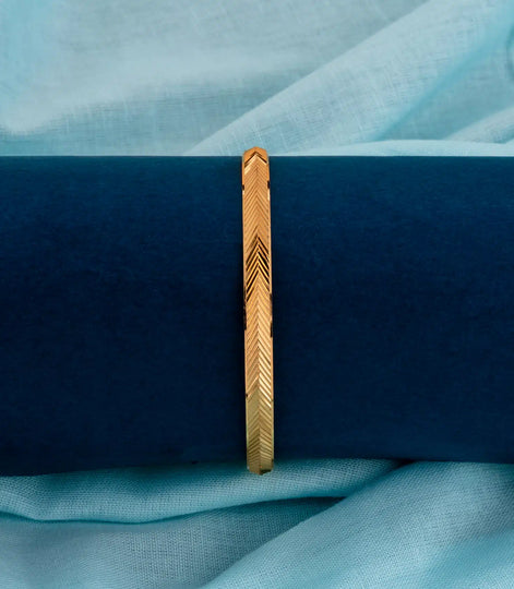 Gold Plated Herringbone Chevron Single Bangle
