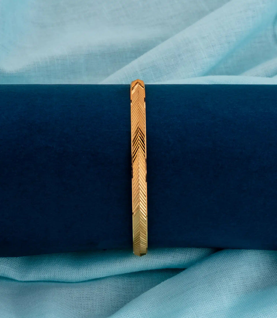 Gold Plated Herringbone Chevron Single Bangle