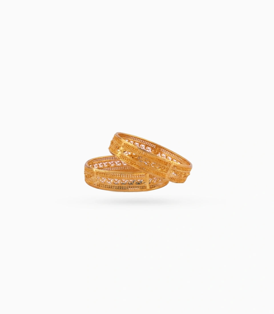Gold Plated Wedding Filigree Vine Bangle Set