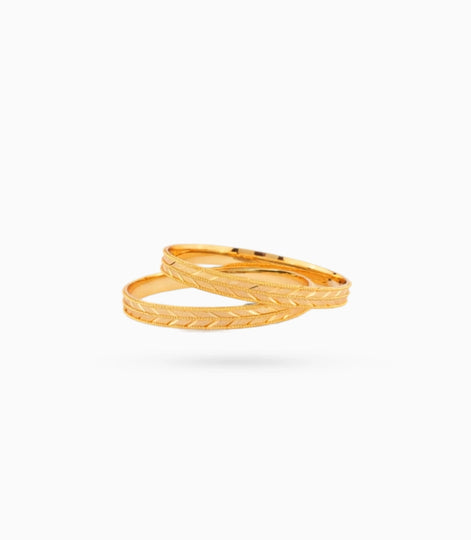 Gold Plated Festive Leaft Motif Bangle Set