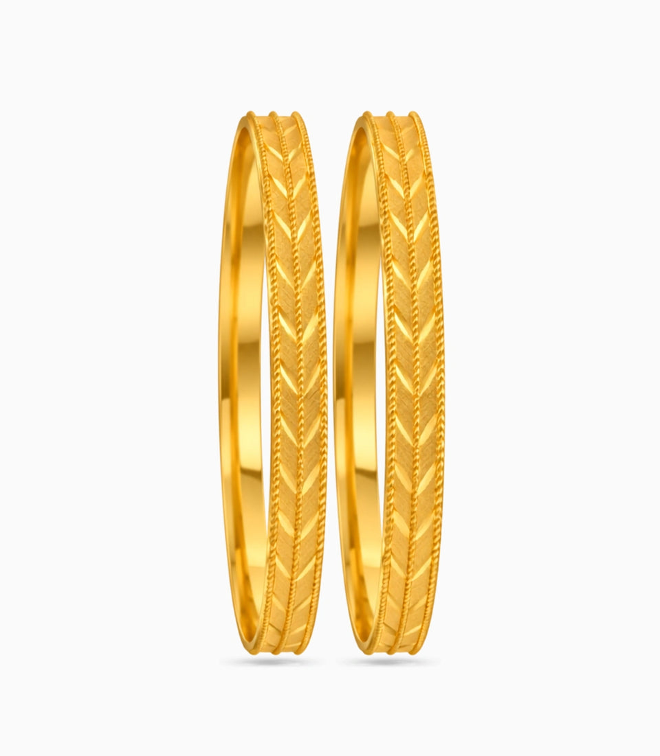 Gold Plated Festive Leaft Motif Bangle Set