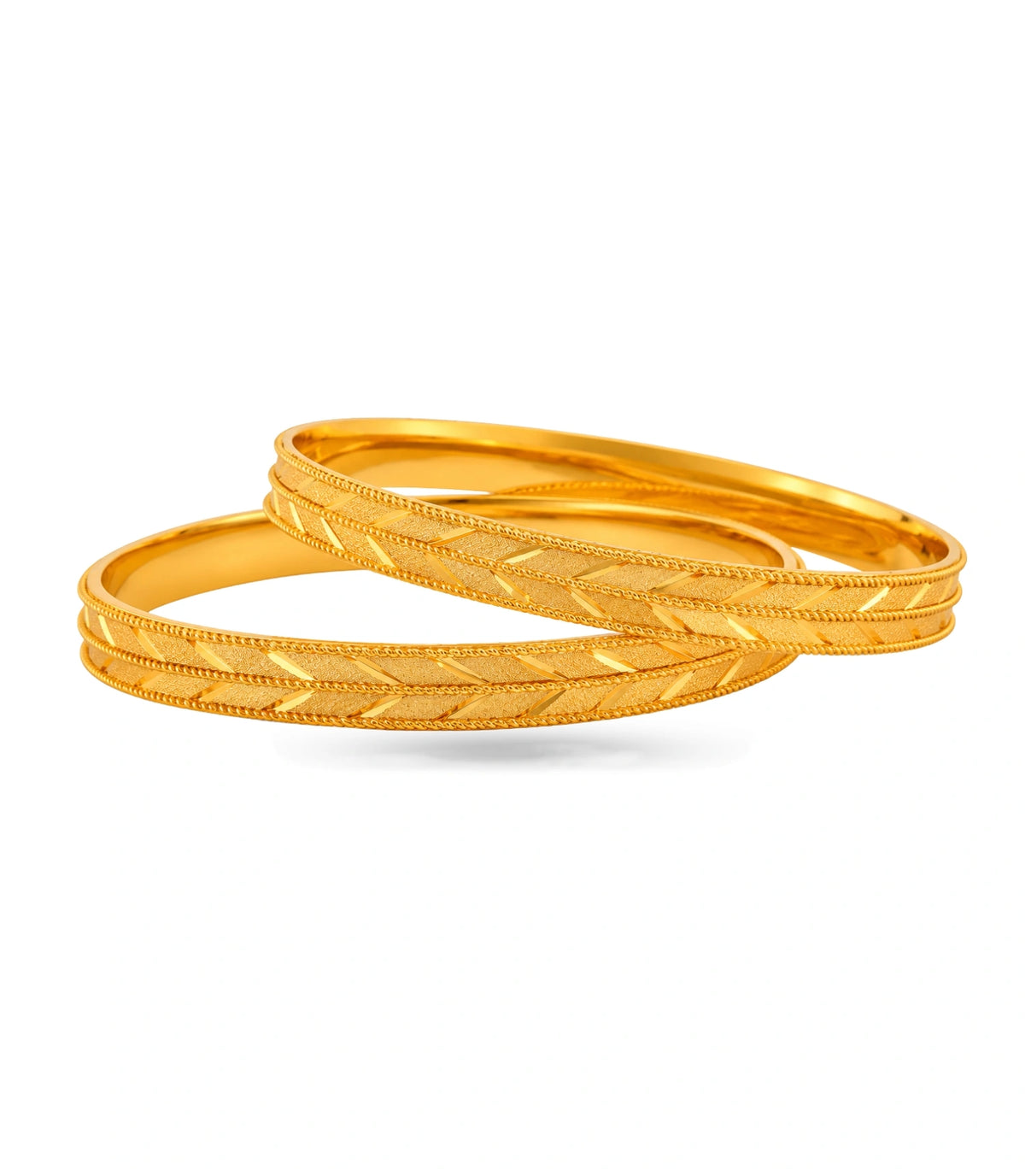 Gold Plated Festive Leaft Motif Bangle Set
