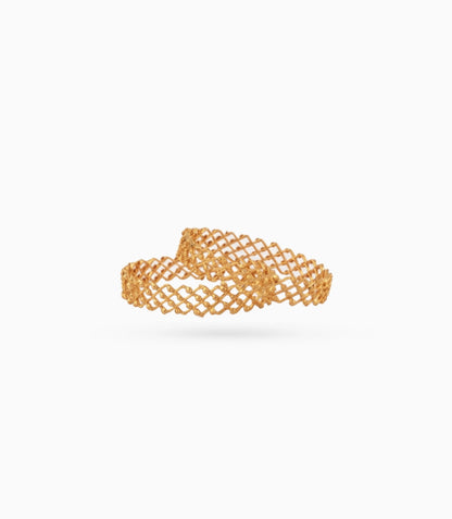 Gold Plated Festive Diamond Weave Bangle Set