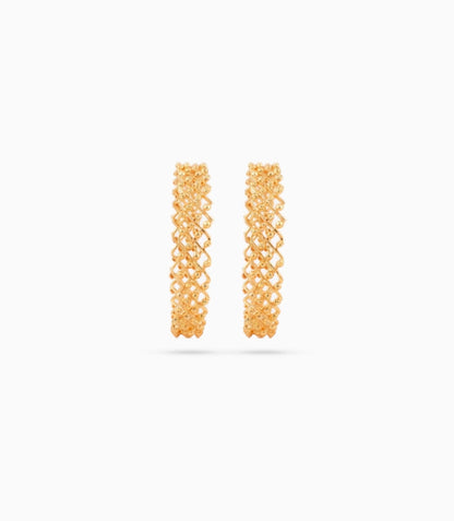Gold Plated Festive Diamond Weave Bangle Set