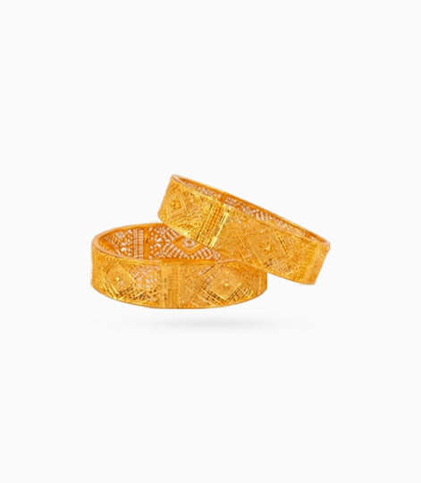 Gold Plated Wedding Diamond Filigree Bangle Set