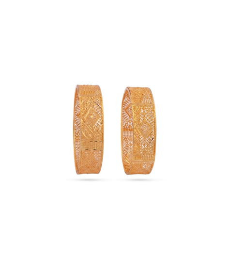 Gold Plated Wedding Diamond Filigree Bangle Set