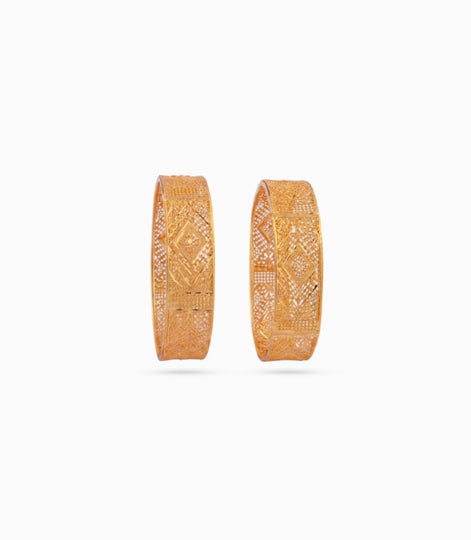 Gold Plated Wedding Diamond Filigree Bangle Set
