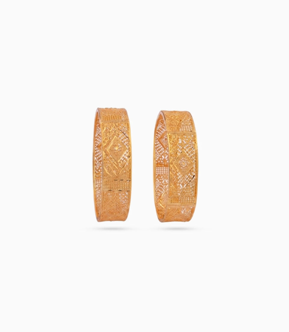 Gold Plated Wedding Diamond Filigree Bangle Set