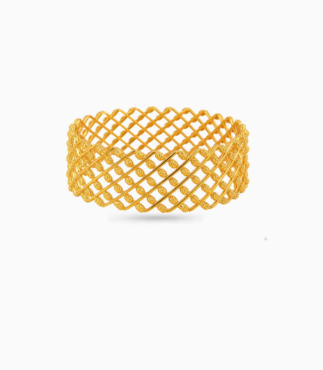 Gold Plated Wedding Elegant Criss-Cross Single Bangle
