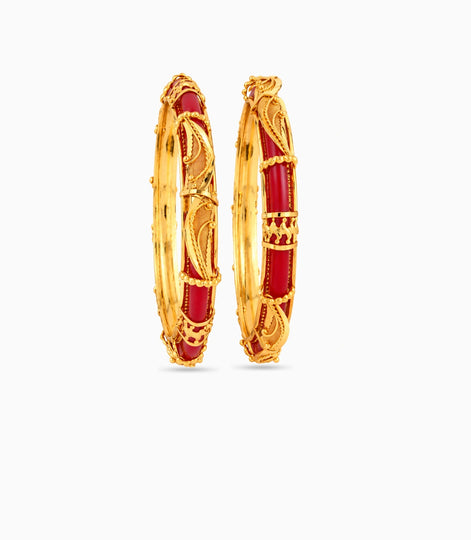 Gold Plated Wedding Red Royal Pola Bangle Set
