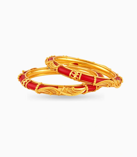 Gold Plated Wedding Red Royal Pola Bangle Set