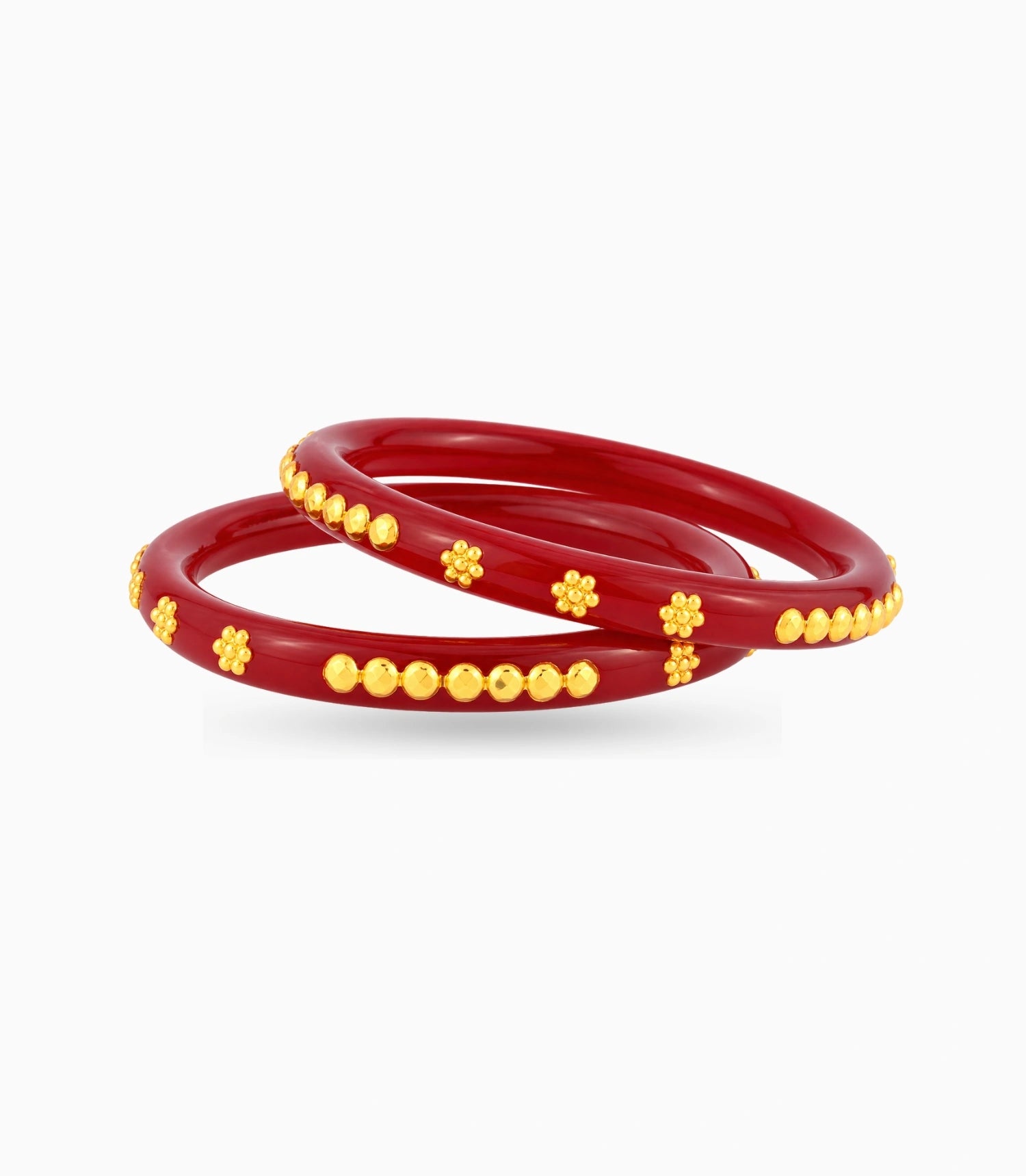 Gold Plated Festive Maroon Casual Pola Bangle Set