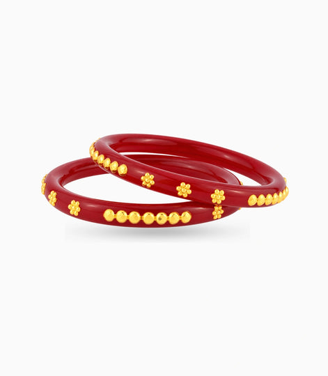 Gold Plated Festive Maroon Casual Pola Bangle Set