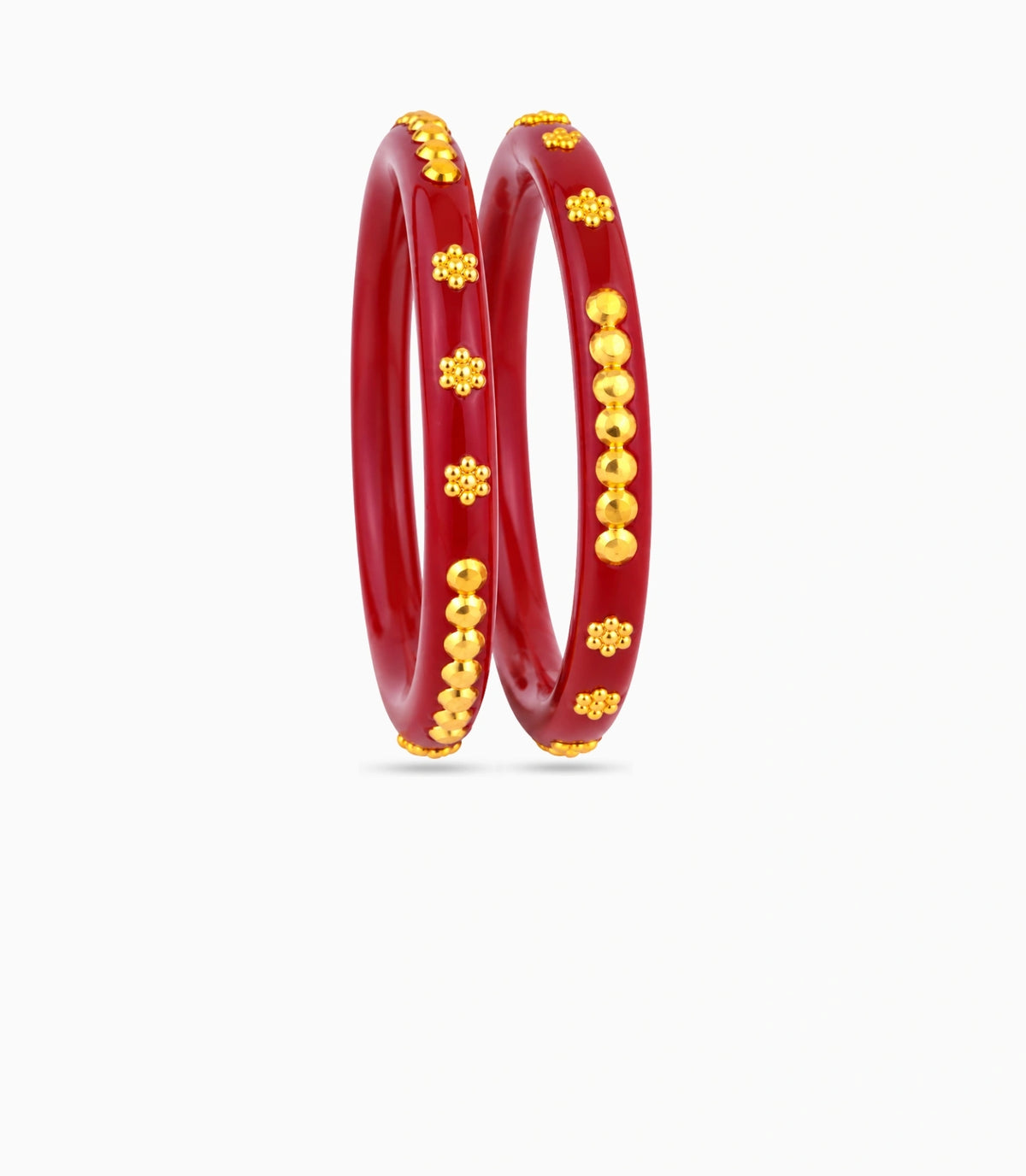 Gold Plated Festive Maroon Casual Pola Bangle Set