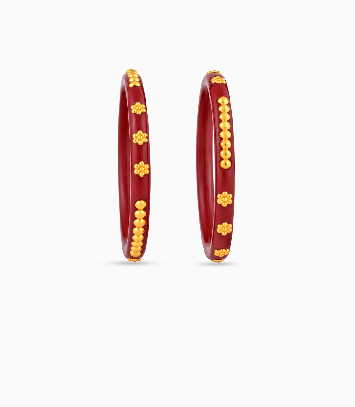 Gold Plated Festive Maroon Floral Pola Bangle Set