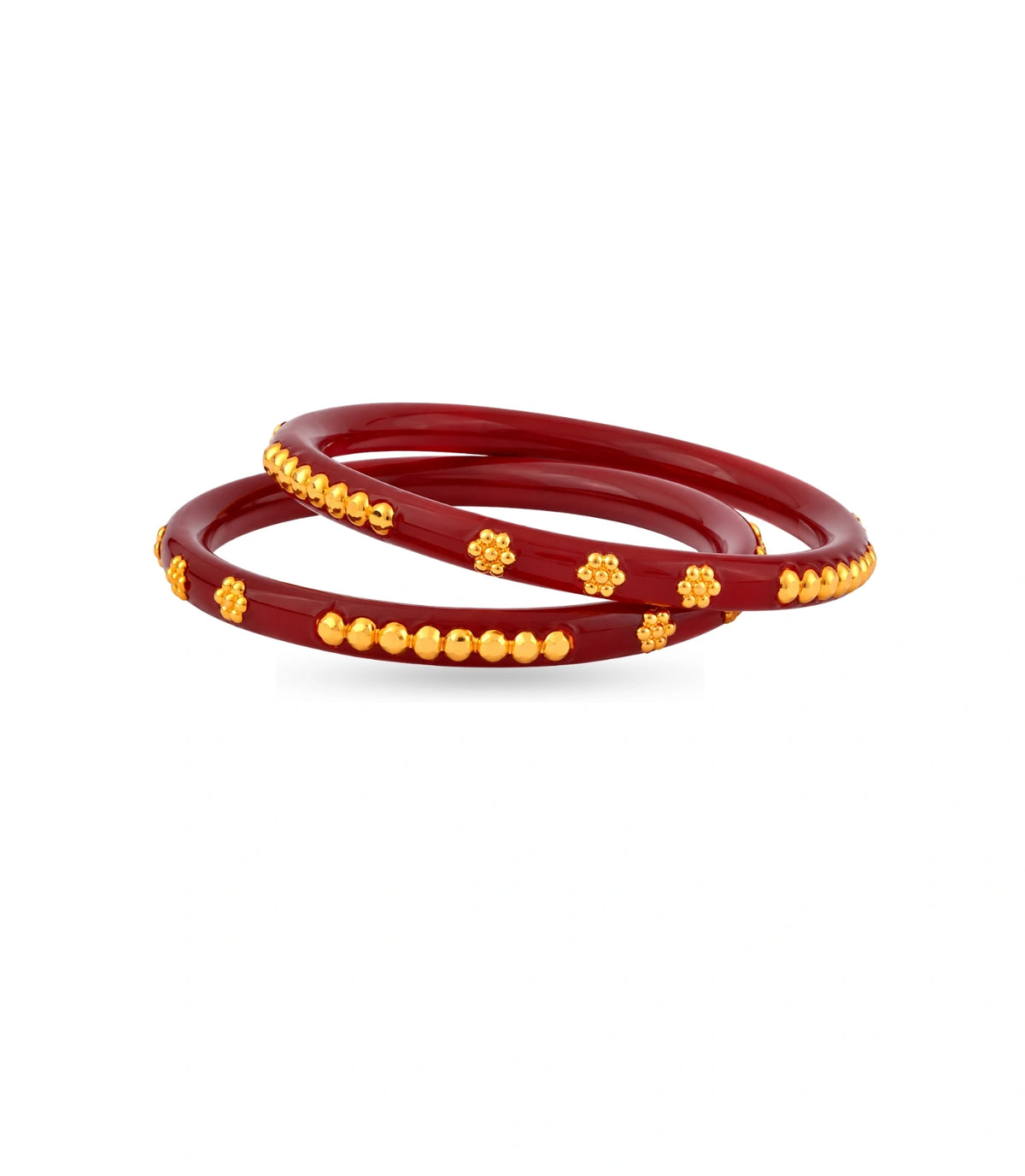 Gold Plated Festive Maroon Floral Pola Bangle Set