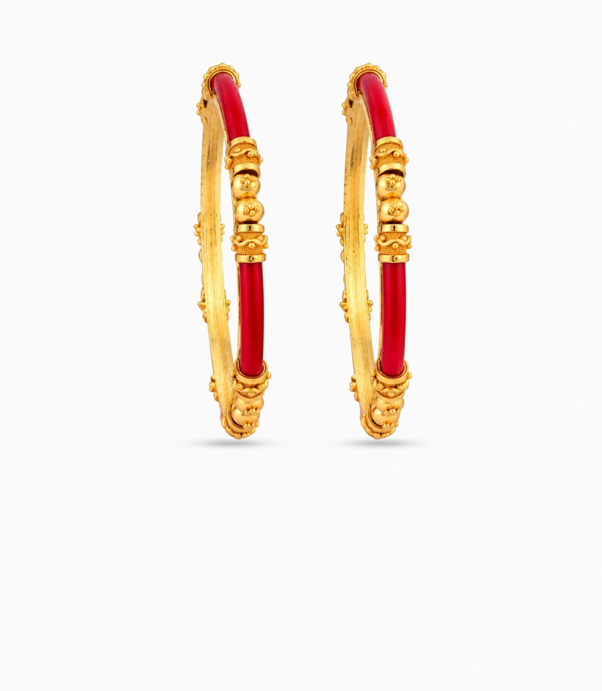 Gold Plated Festive Red Heritage Pola Bangle Set