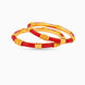 Gold Plated Festive Red Slim Pola Bangle Set