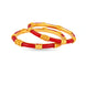 Gold Plated Festive Red Slim Pola Bangle Set