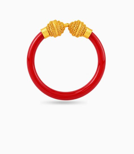 Gold Plated Wedding Red Filigree Pola Single Bangle