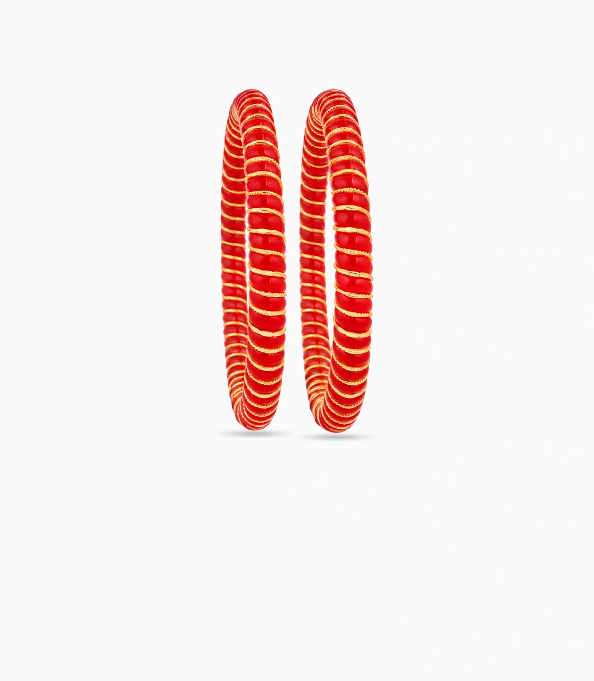 Gold Plated Festive Red Spiral Pola Bangle Set