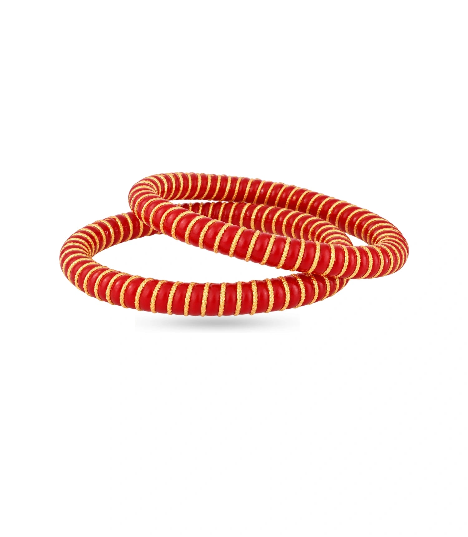 Gold Plated Festive Red Spiral Pola Bangle Set