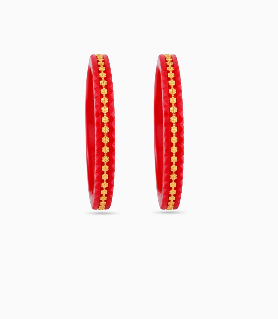 Gold Plated Everyday Red Pola Bangle Set