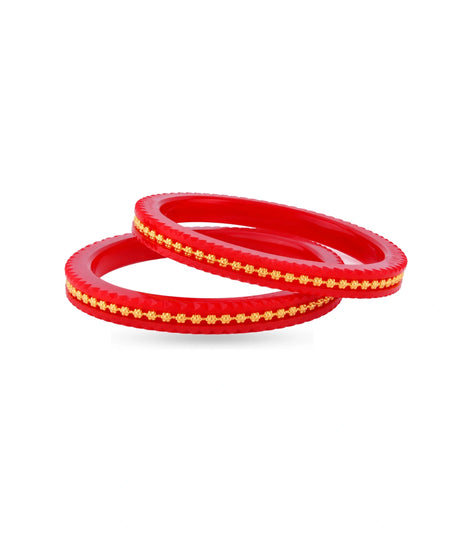 Gold Plated Everyday Red Pola Bangle Set
