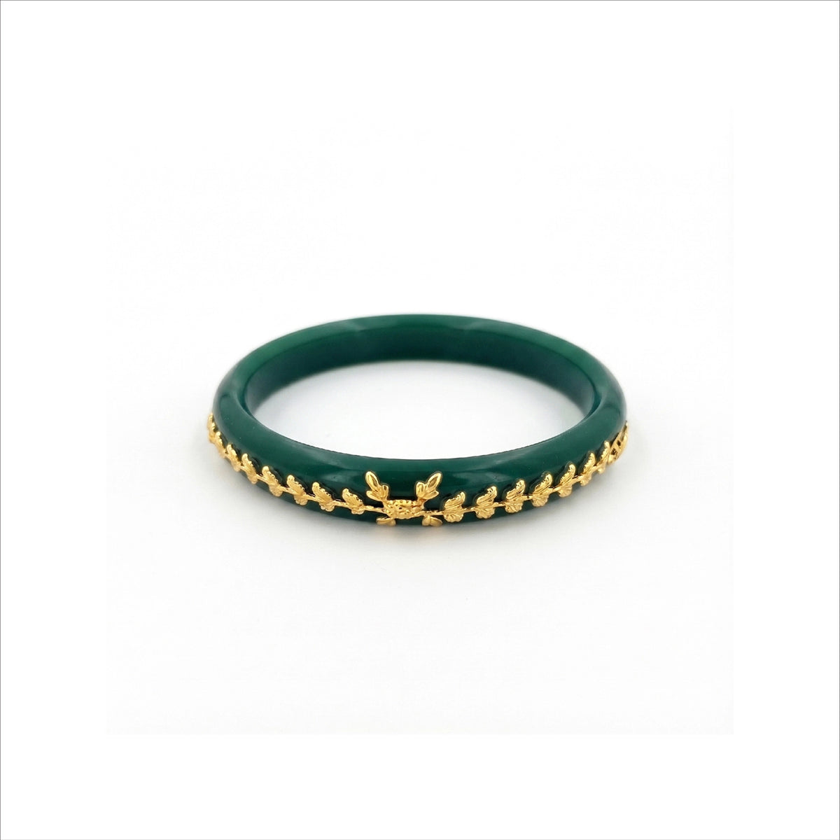 Gold Plated Green Floral pola DBGLB705G