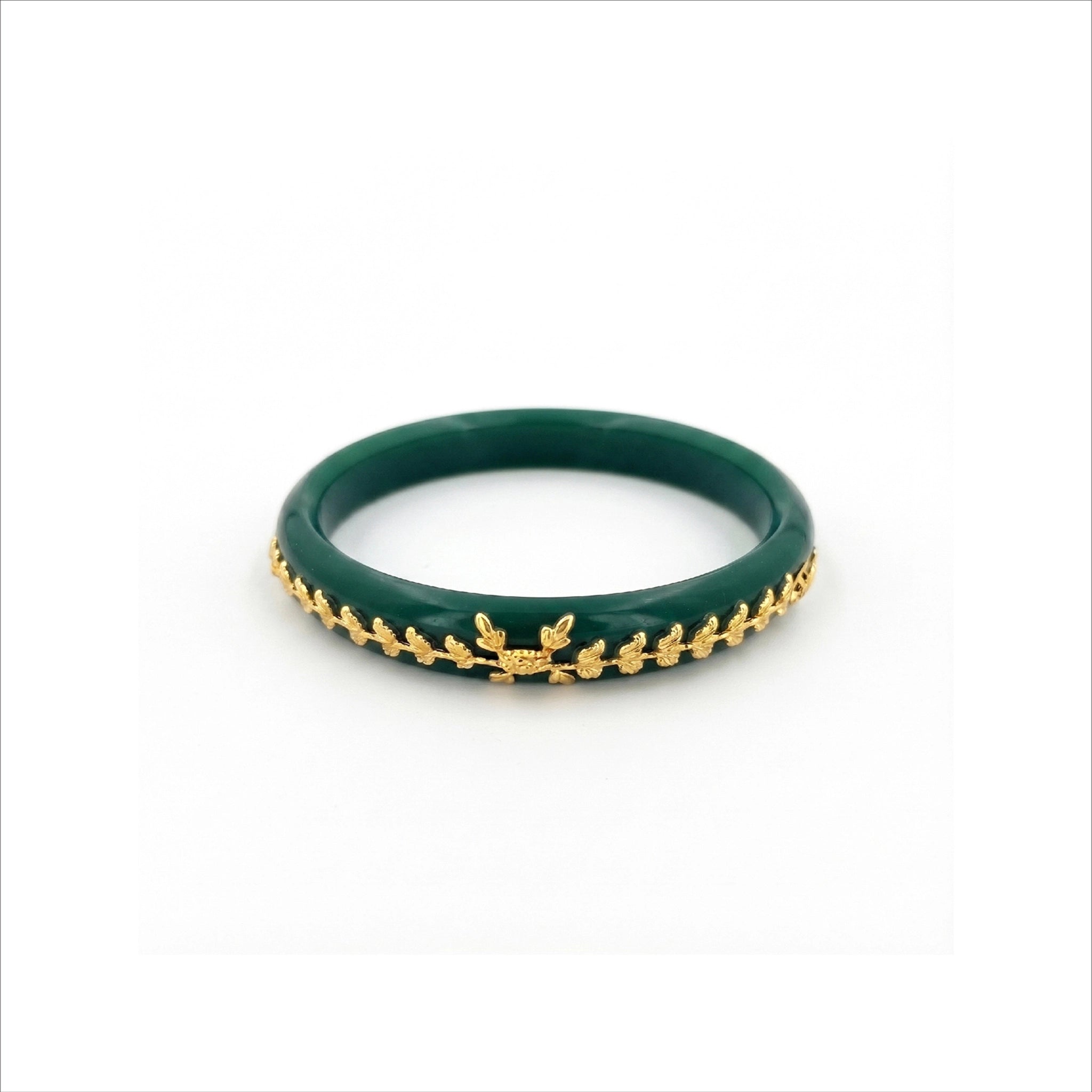 Gold Plated Green Floral pola DBGLB705G