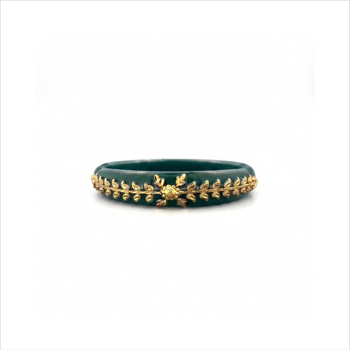 Gold Plated Green Floral pola DBGLB705G