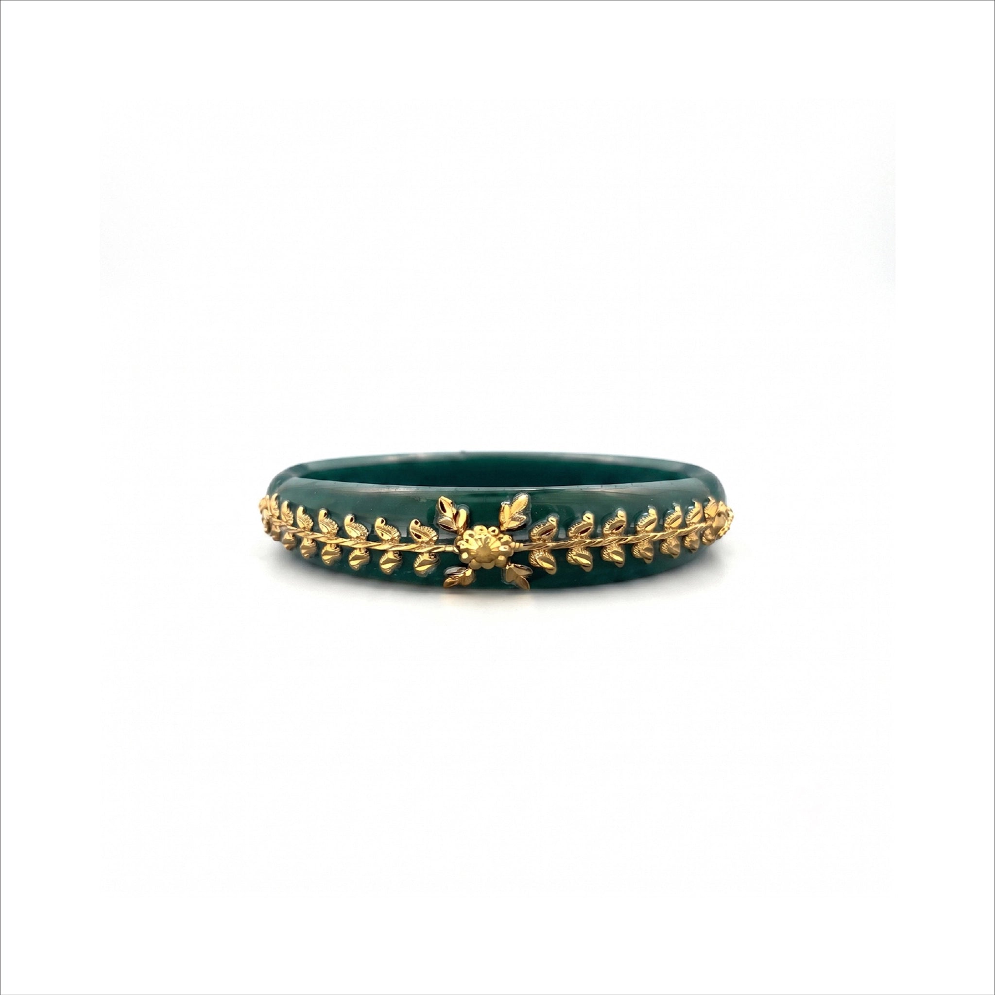 Gold Plated Green Floral pola DBGLB705G