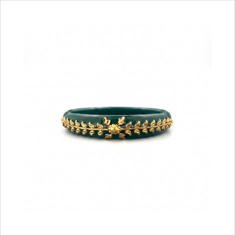 Gold Plated Green Floral pola DBGLB705G