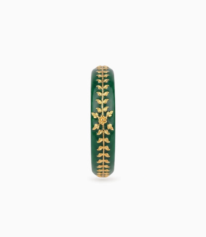 Gold Plated Green Floral Pola Single Bangle