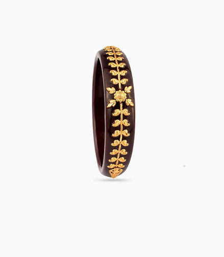 Gold Plated Wedding Maroon Floral Pola Single Bangle