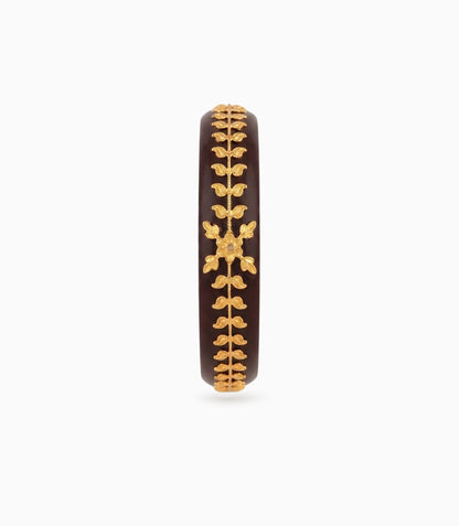 Gold Plated Wedding Maroon Floral Pola Single Bangle