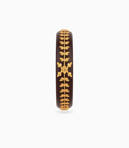 Gold Plated Wedding Maroon Floral Pola Single Bangle