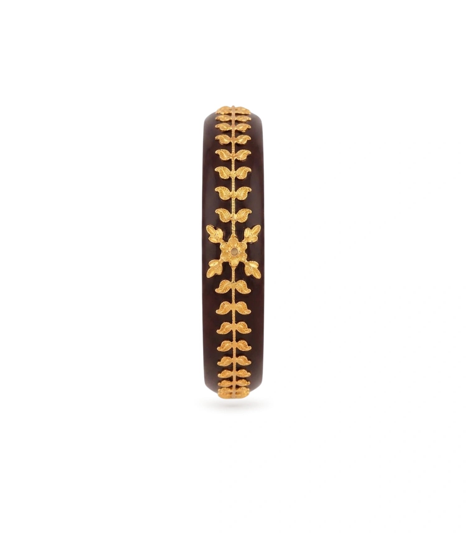 Gold Plated Wedding Maroon Floral Pola Single Bangle
