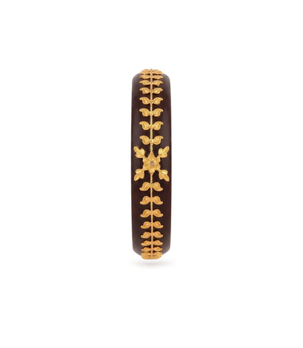 Gold Plated Wedding Maroon Floral Pola Single Bangle