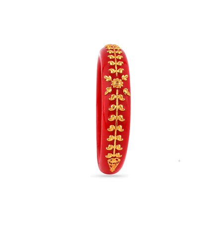 Gold Plated Wedding Red Floral Pola Single Bangle