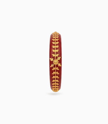 Gold Plated Wedding Red Floral Pola Single Bangle