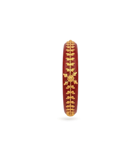 Gold Plated Wedding Red Floral Pola Single Bangle
