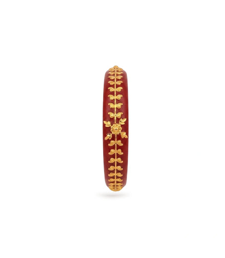 Gold Plated Wedding Red Floral Pola Single Bangle