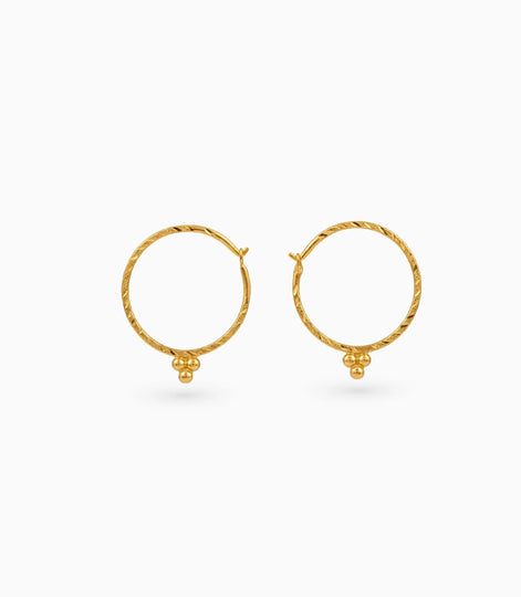 Gold Plated Charm Loop Bali Earrings