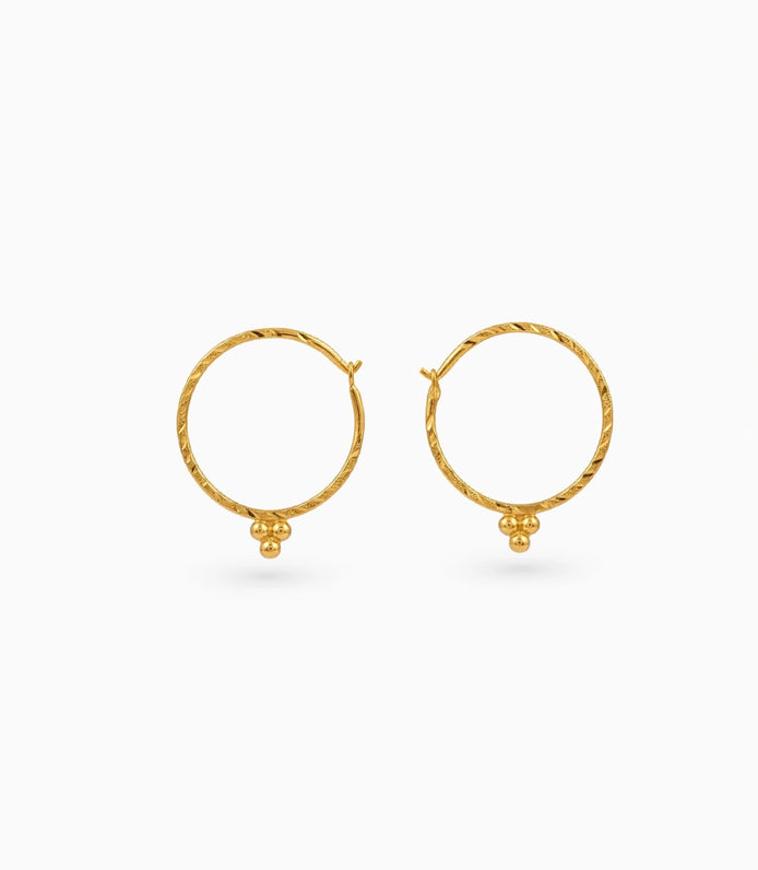 Gold Plated Charm Loop Bali Earrings