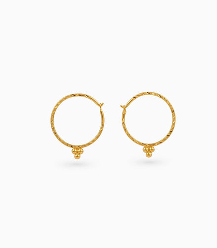 Gold Plated Charm Loop Bali Earrings