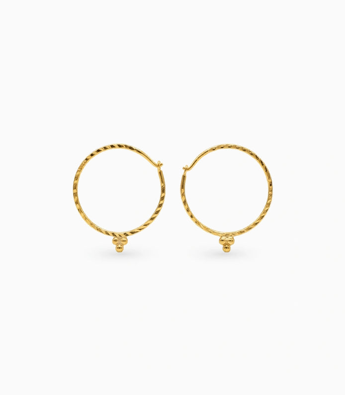 Gold Plated Everyday Ball Hoop Earrings