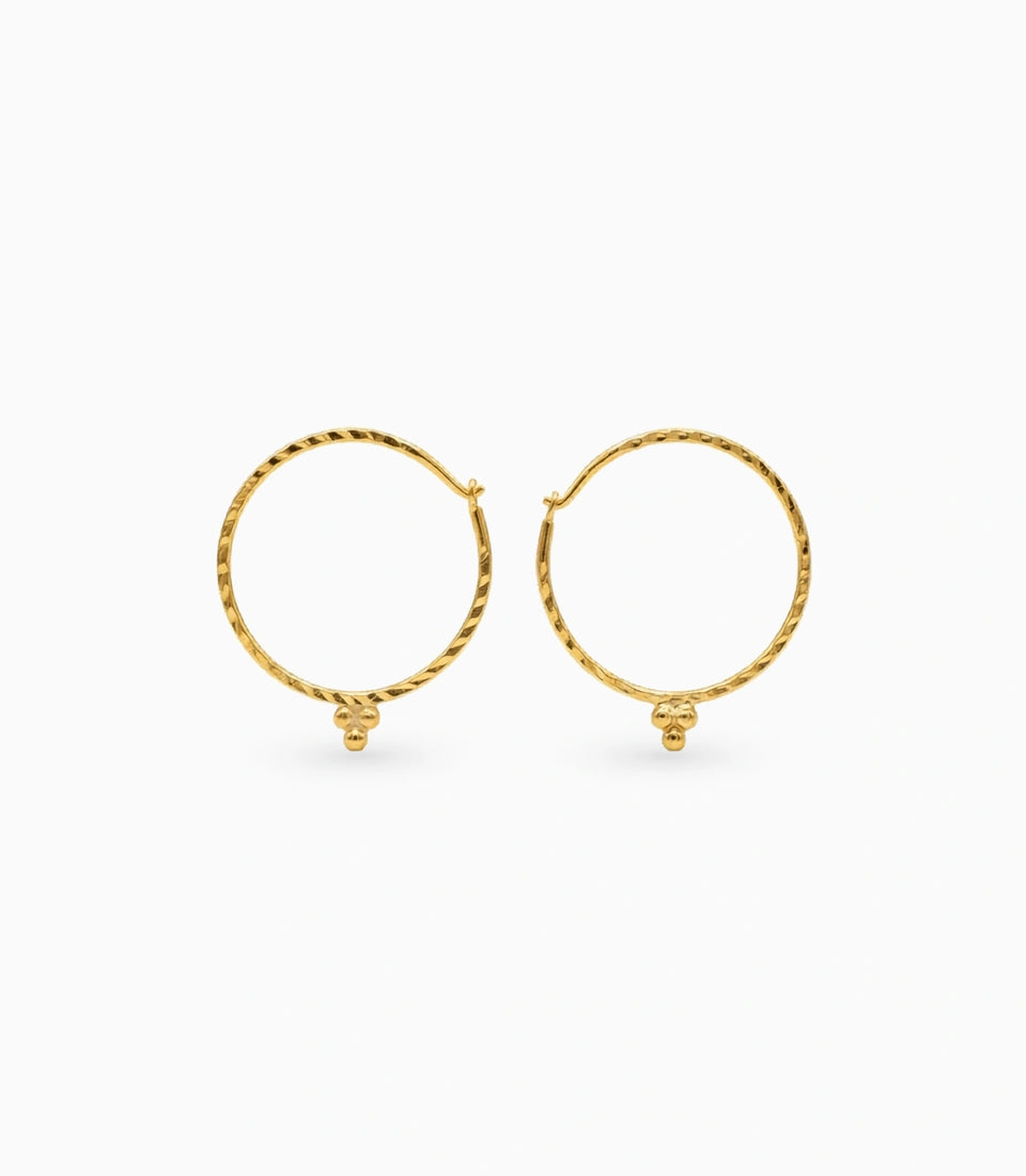 Gold Plated Everyday Ball Hoop Earrings